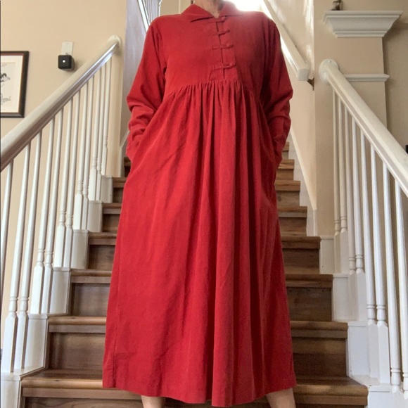 Vintage 90’s Eddie Bauer Red Corduroy Dress Sz 10